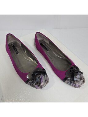 Bandolino BDWOUNDUP Shoes Womens Size 9.5 Purple Suede Ballet Flats Snake Print
